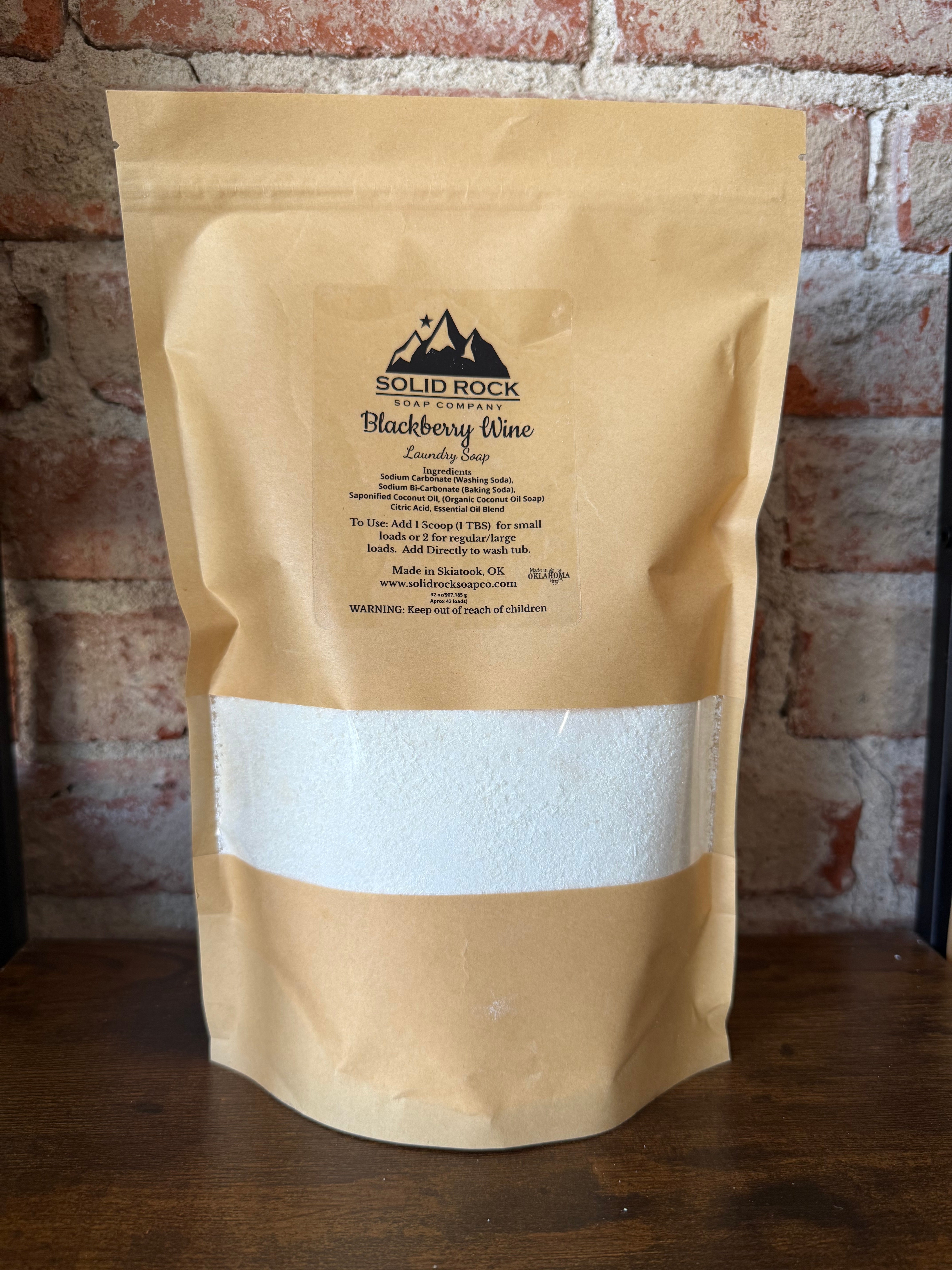 Blackberry Wine Laundry Soap Bag 32oz | Solid Rock Soap Co.